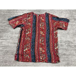 Vintage Stunt Collections Top Womens Small Multicolor‎ Floral 100% Silk Casual